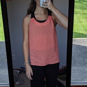 Cross back coral pink tank top
